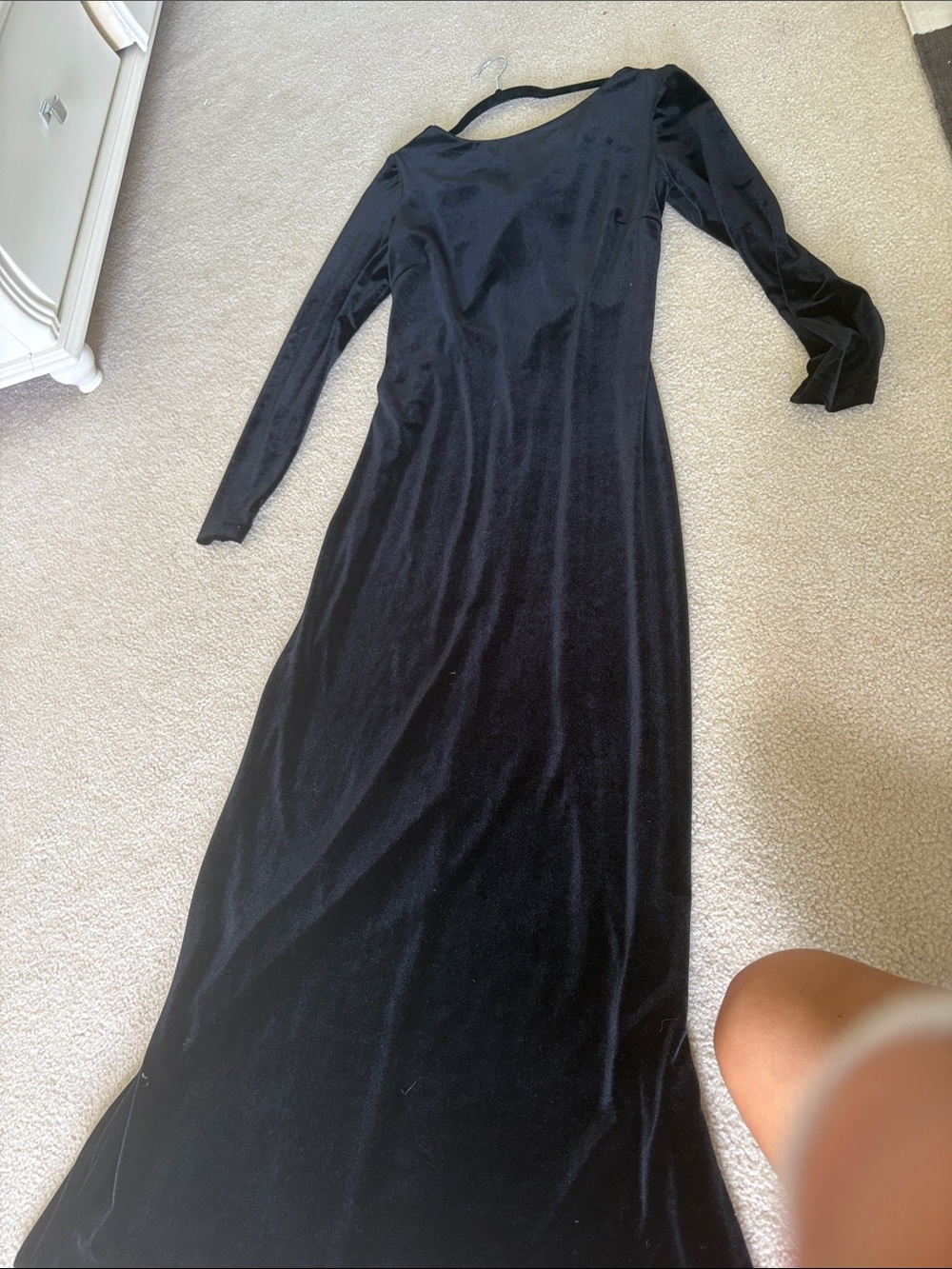 Black Velvet Long Sleeve Maxi Dress